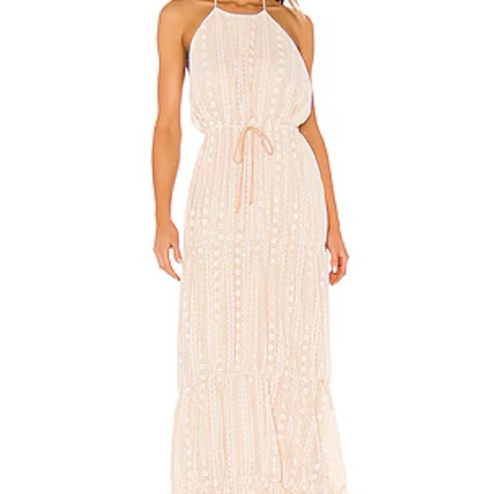 REVOLVE Cream Halter Maxi Dress